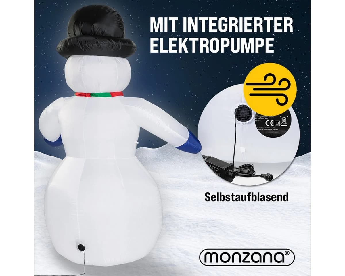 monzana Schneemann, Aufblasbarer XXL 240cm LED Beleuchtet - Bild 3
