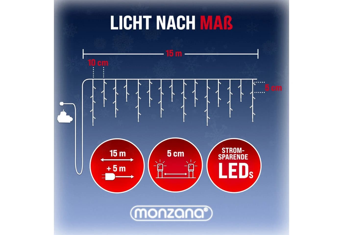 MONZANA LED-Lichterkette 600 LEDs Warmweiß IP44