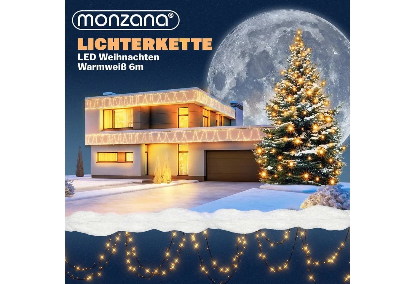 Deuba Lichterkette 100 LED Außen Timer Dimmbar Batterie IP44