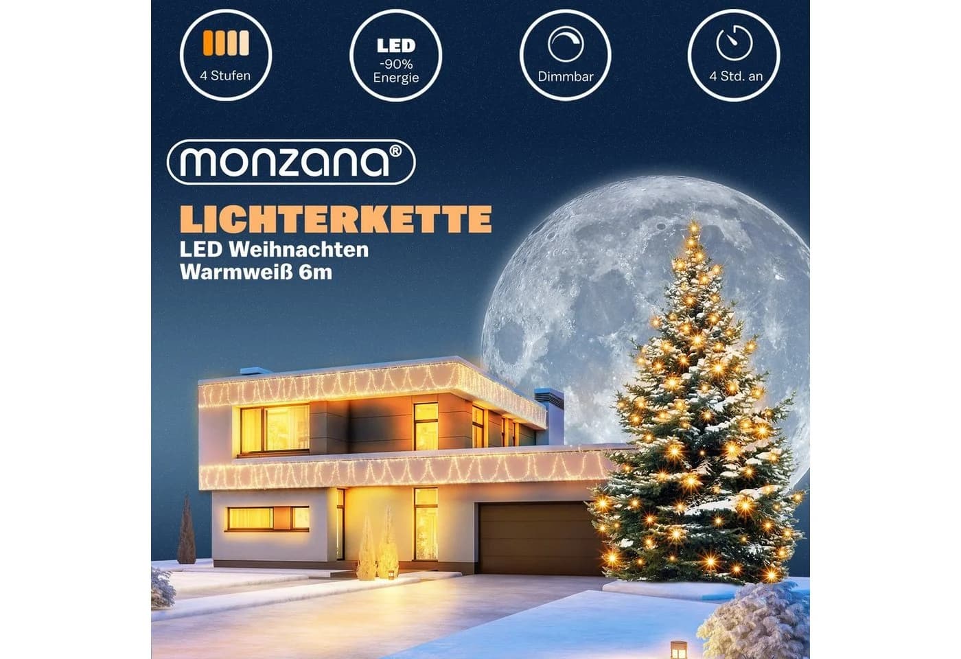 Deuba Lichterkette 100 LED Außen Timer Dimmbar Batterie IP44 - Bild 4