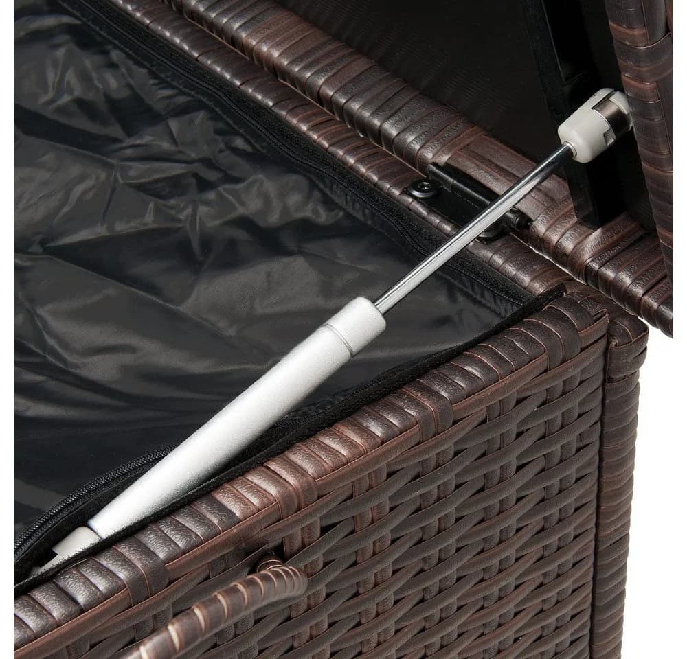 Casaria Auflagenbox Braun Polyrattan mit Gasdruckfedern und Rollen - Bild 5