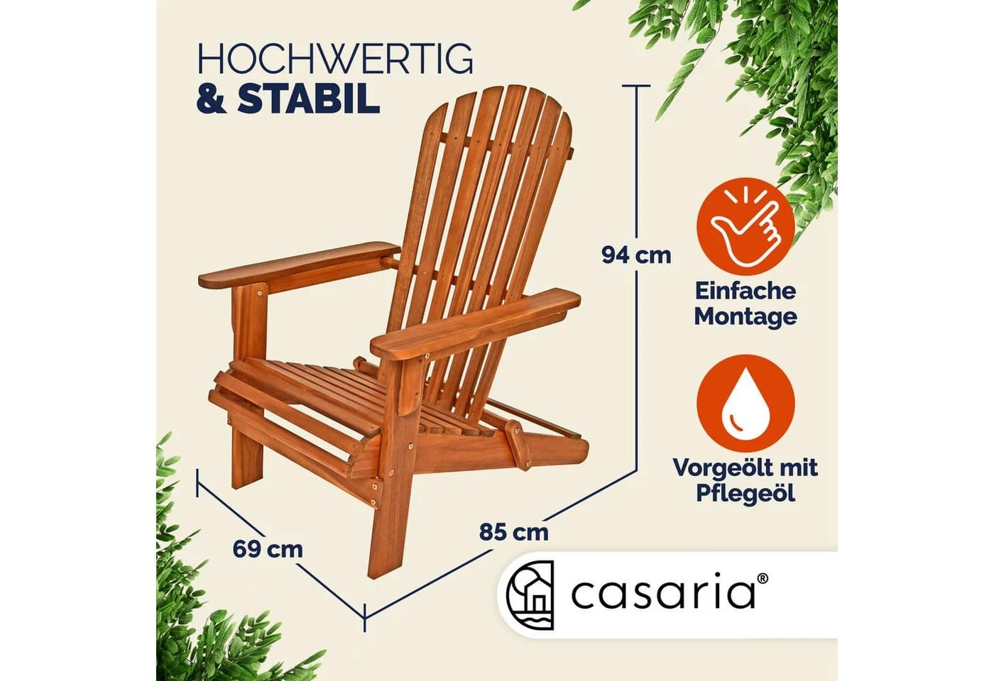 Casaria Gartensessel Akazie Holz Wetterfest Klappbar - Bild 5