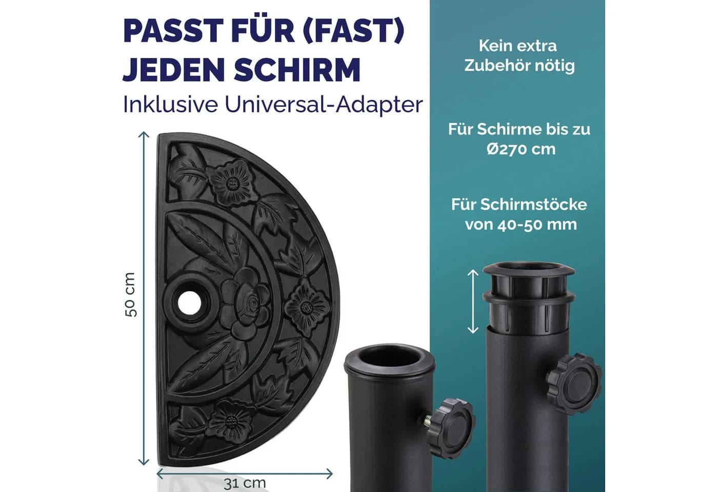 Deuba Schirmhalter Halbrund Schwarz - Bild 5