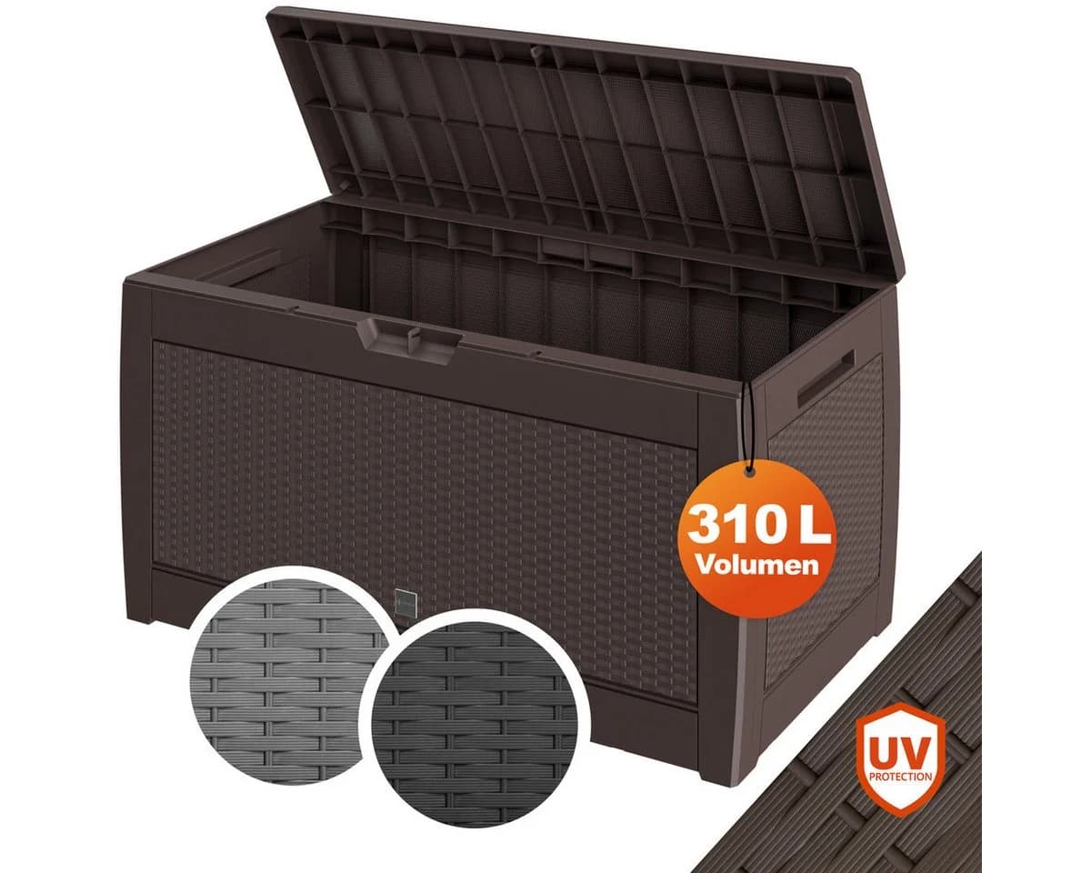 Casaria Auflagenbox Rato Braun 310L UV-beständig Rattan-Optik - Bild 2