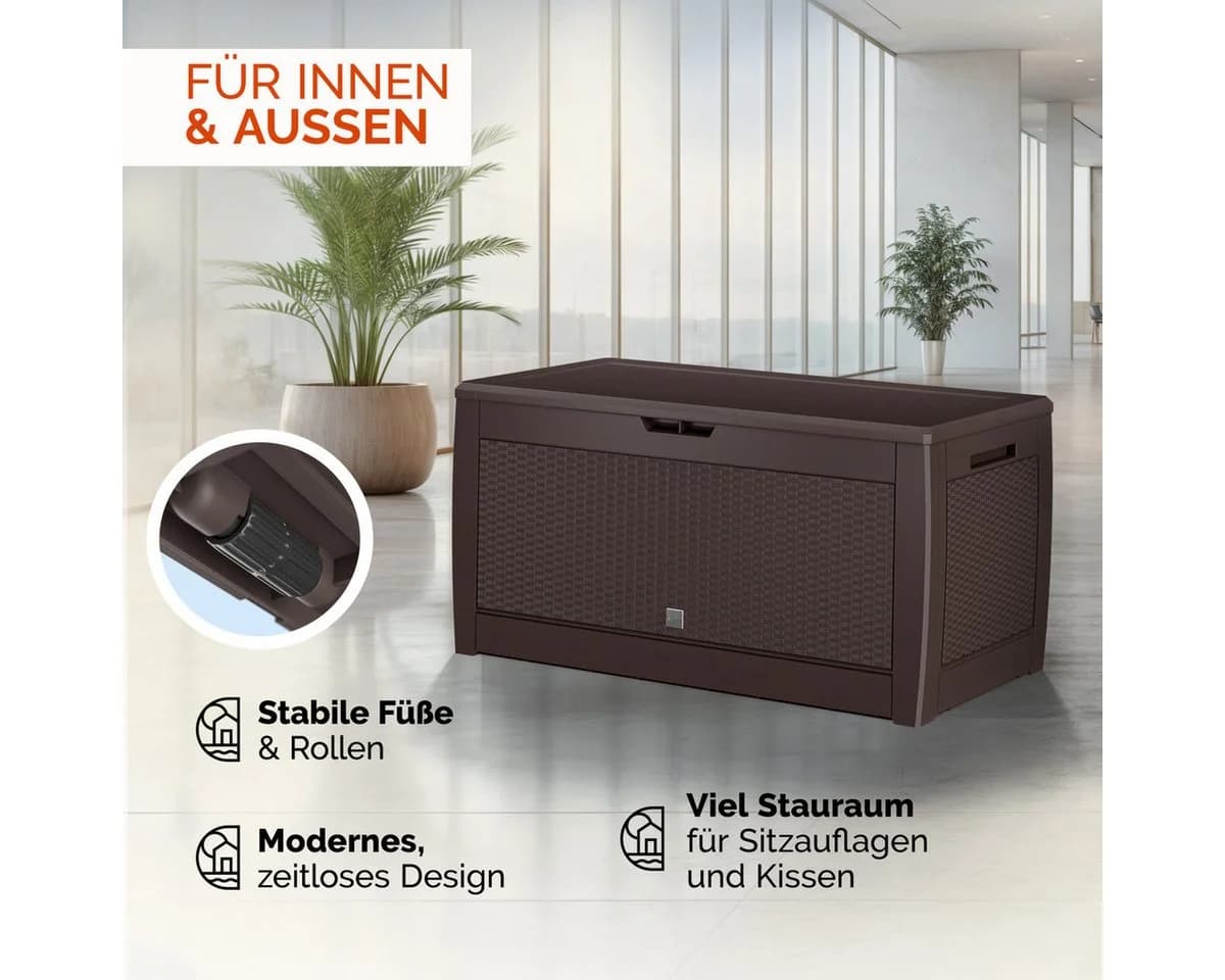 Casaria Auflagenbox Rato Braun 310L UV-beständig Rattan-Optik - Bild 4