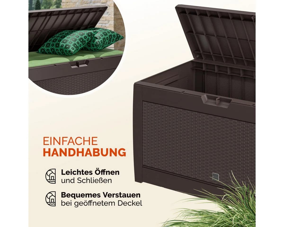 Casaria Auflagenbox Rato Braun 310L UV-beständig Rattan-Optik - Bild 5