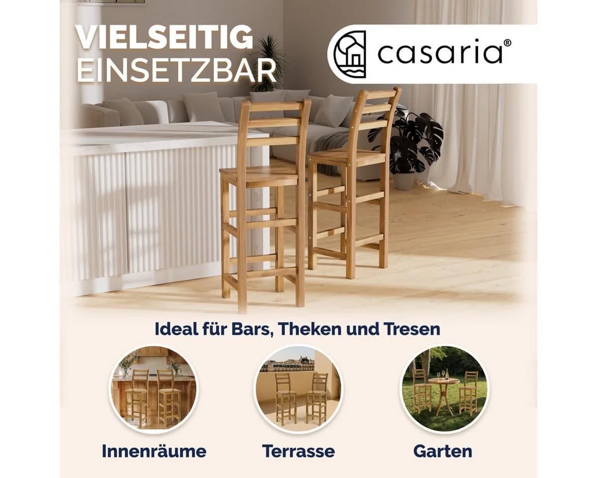 Casaria Barhocker 4er-Set Akazie massiv mit Lehne - Bild 5