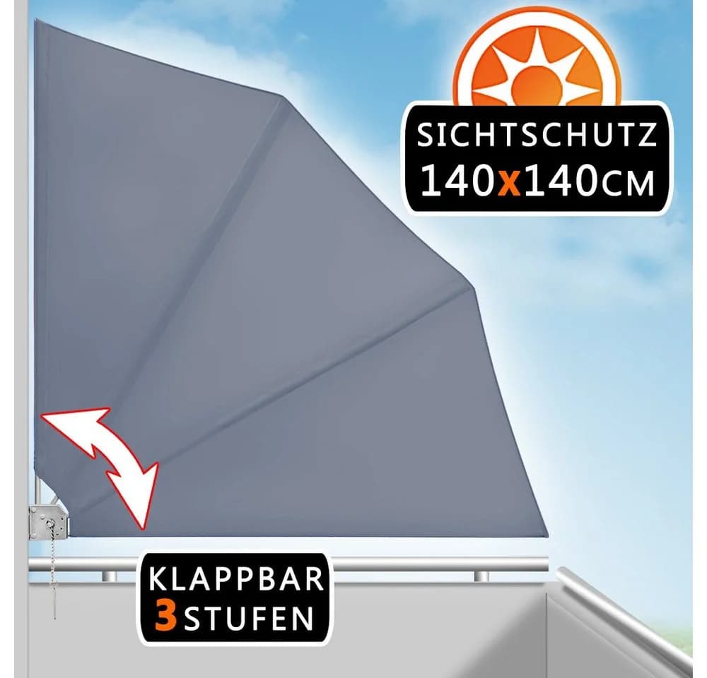 Detex Balkonsichtschutz 140x140 cm Anthrazit/Beige/Orange