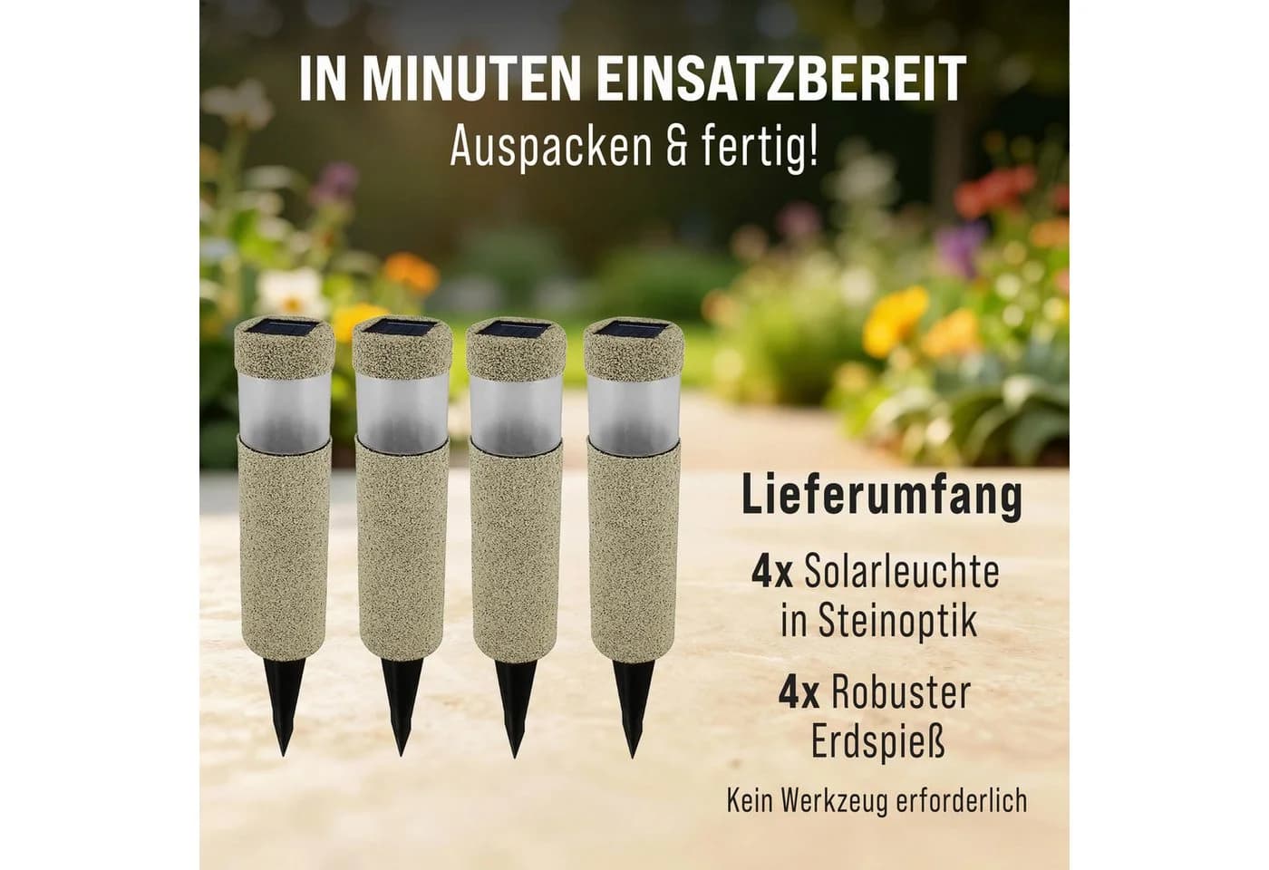 monzana LED Solarleuchte 4er Set Solarlampen für Außen - Bild 5