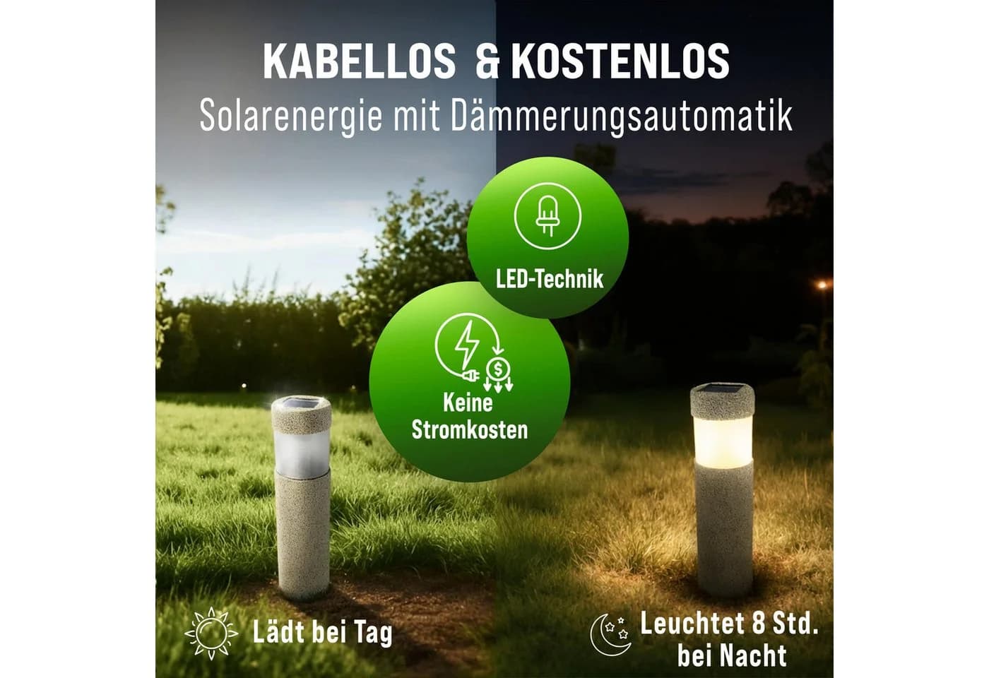 monzana 8er Set LED Solarleuchte mit Erdspieß Grau - Bild 4
