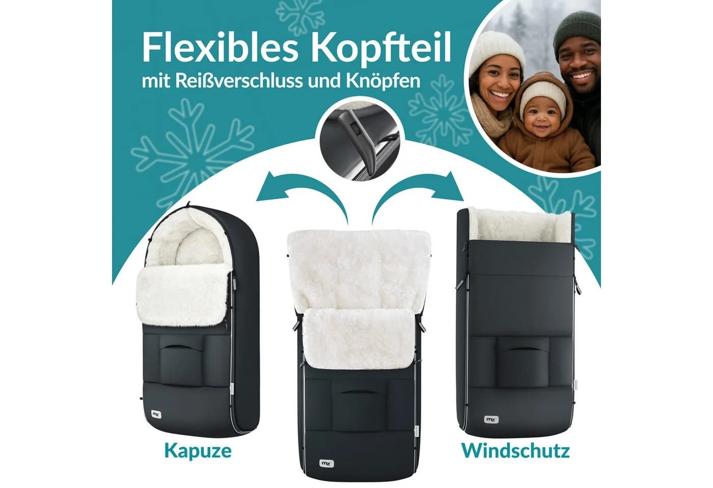 monzana Fußsack Grau Kinderwagen Winterfußsack Wasserabweisend - Bild 5
