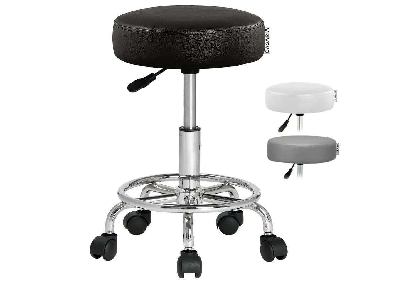 Casaria Drehhocker Schwarz Höhenverstellbar 10cm Polsterung 360° Drehbar - Bild 2