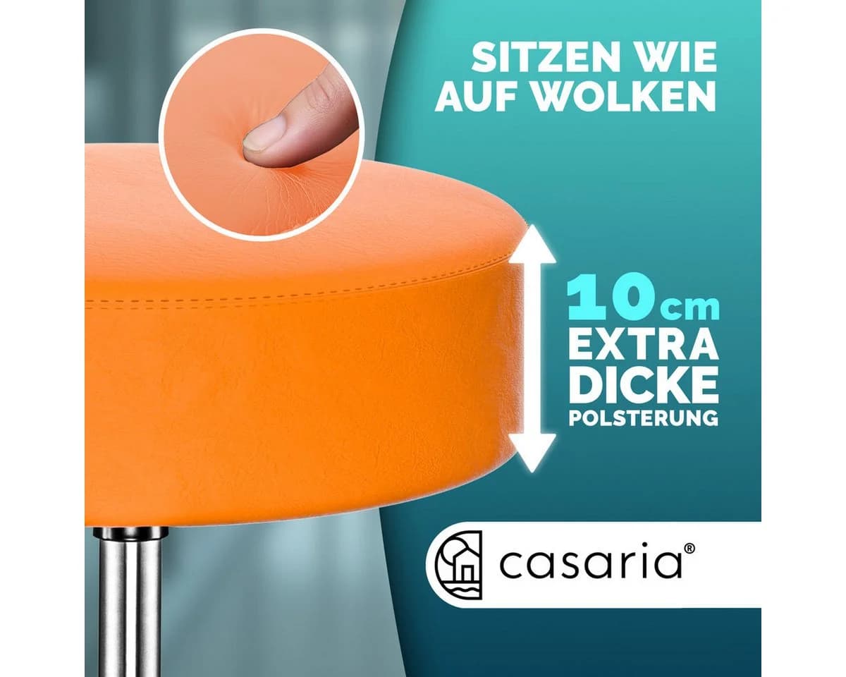 Casaria Drehhocker Höhenverstellbar 46-60cm Kunstleder Orange - Bild 1