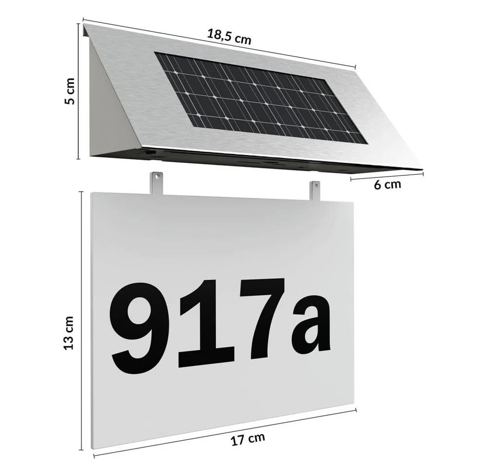 monzana Solar Hausnummer Wandleuchte LED Edelstahl Weiss - Bild 4
