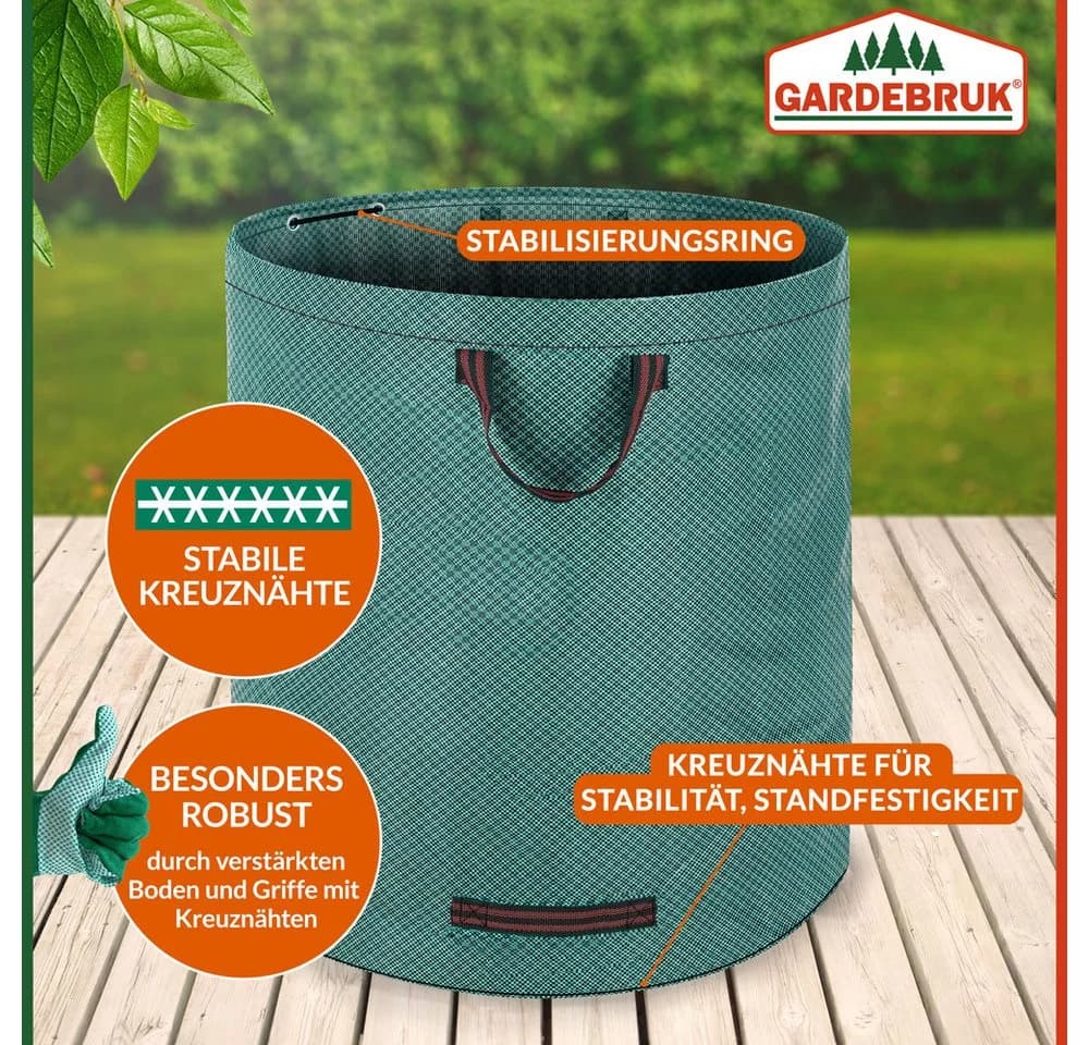 Gardebruk Gartensack Gartenabfallsack 4x280 Liter 50 kg Belastbarkeit stabil robust