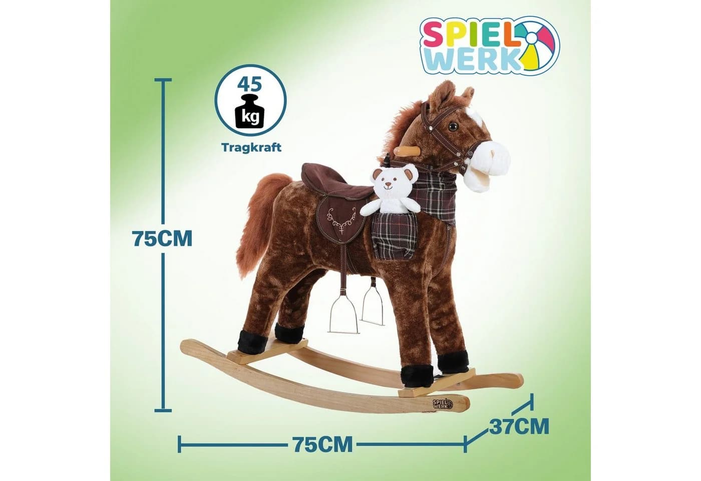 Deuba Schaukeltier Pferd mit Sattel und Steigbügeln, Schaukelpferd für Kinder - Bild 5