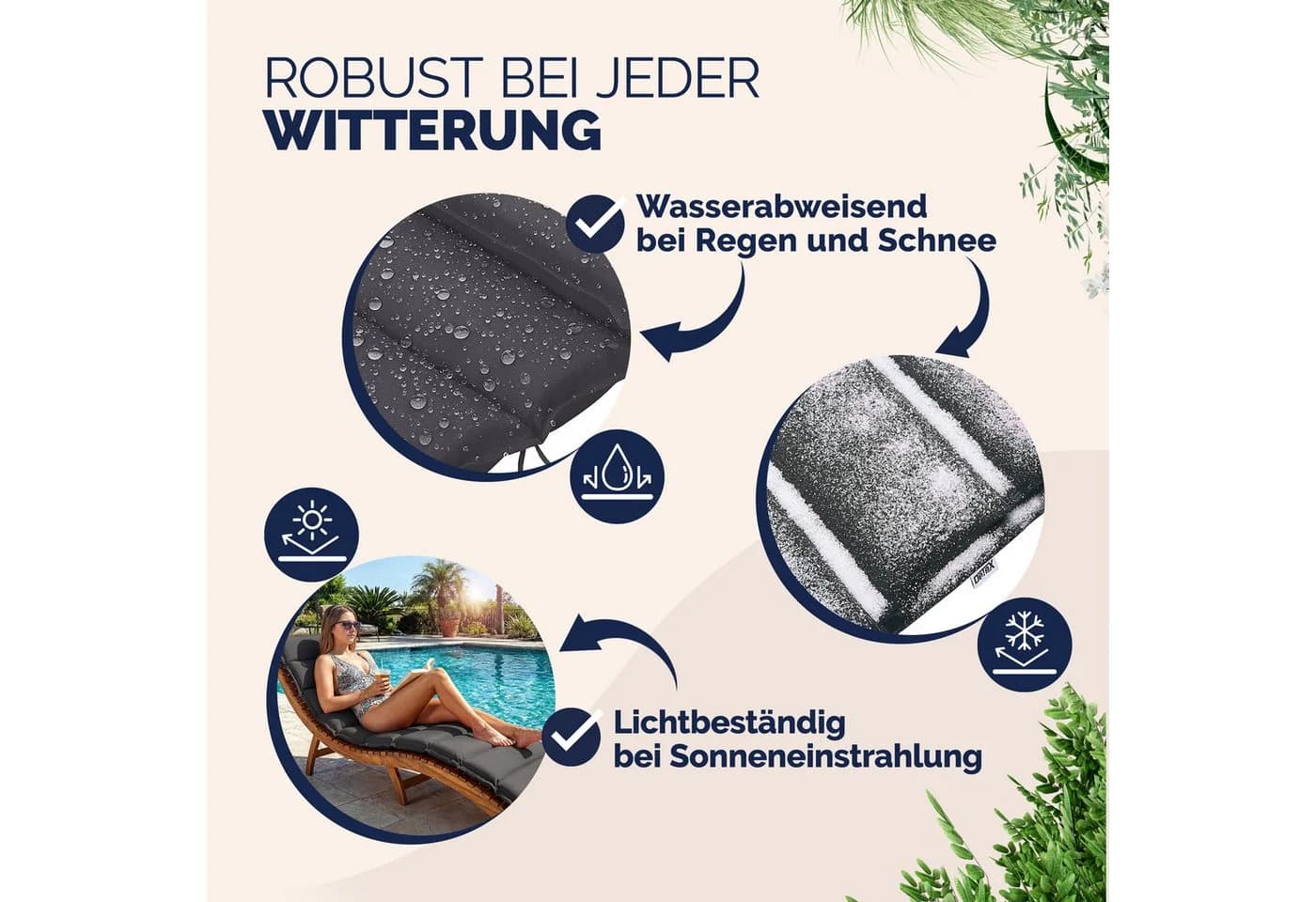 Detex Polsterauflage Sonnenliege Anthrazit Wasserabweisend - Bild 4
