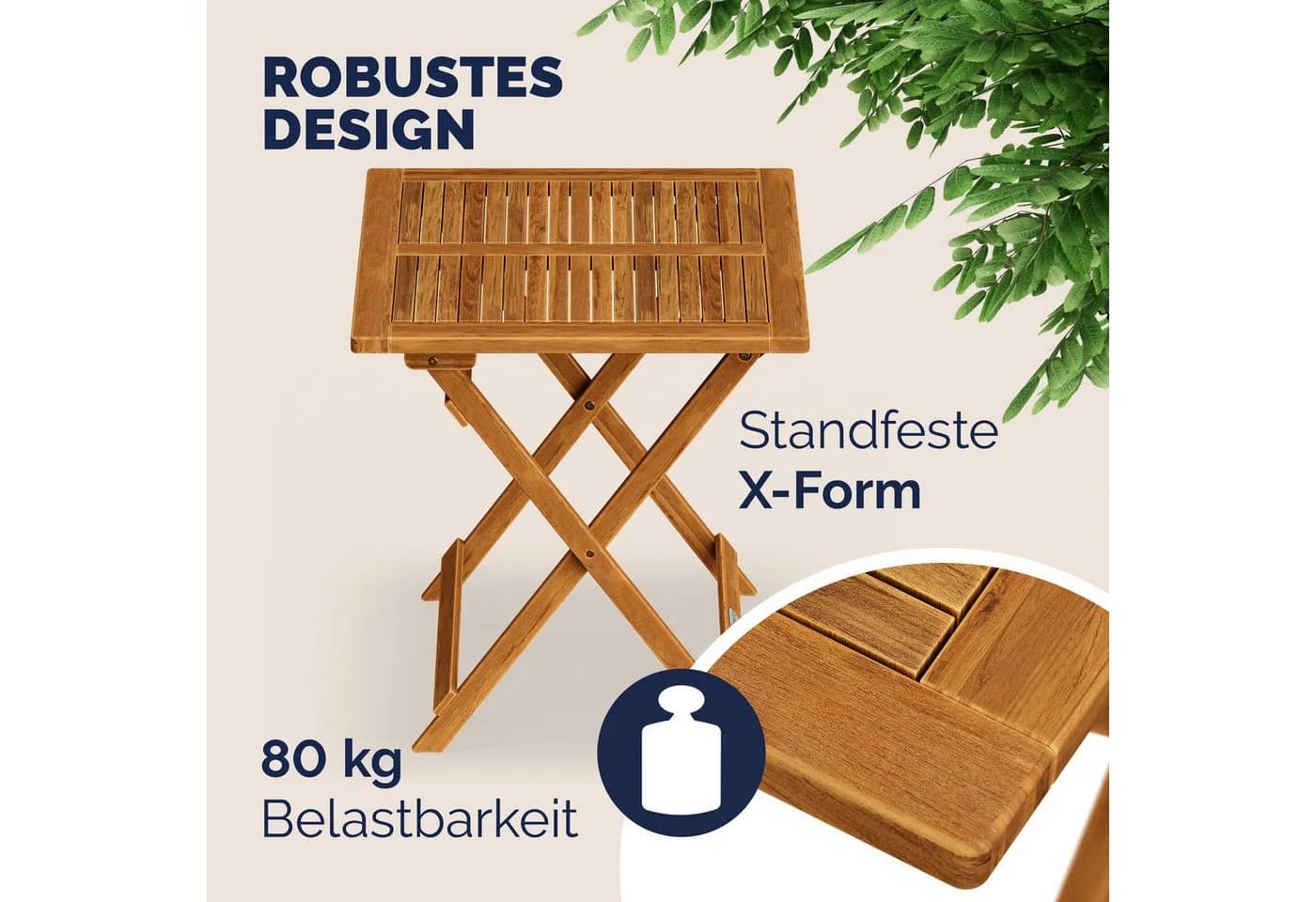 Casaria Klapptisch Balkontisch Klappbar Holz 70x70cm - Bild 4