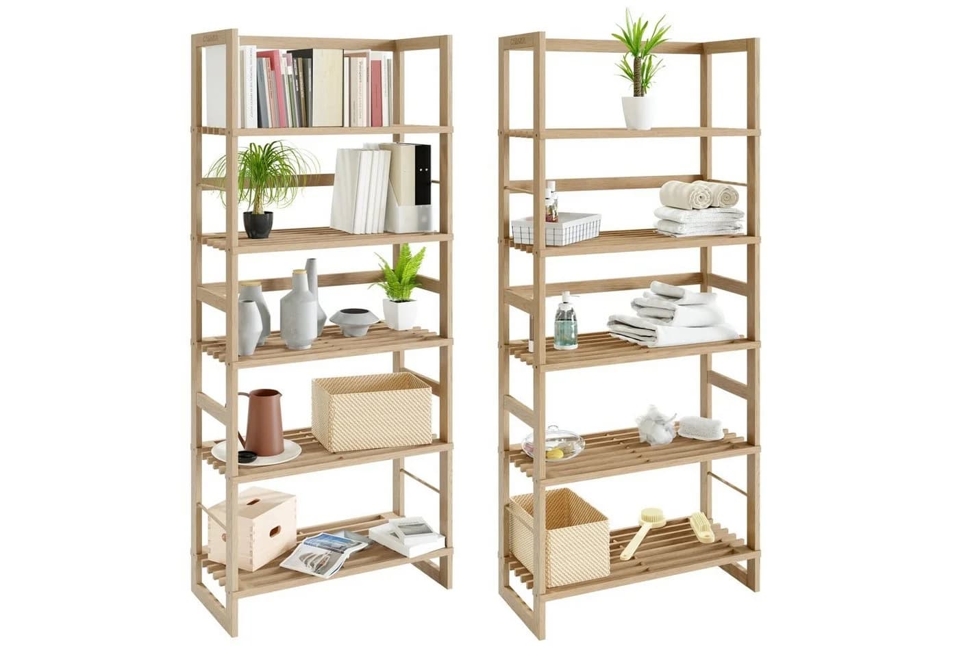 Casaria Standregal Öland Braun 5 Böden Echtholz - Bild 2