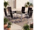 Casaria Garten-Essgruppe Bern 7-tlg. Aluminium Glas Silber Schwarz Bild 1