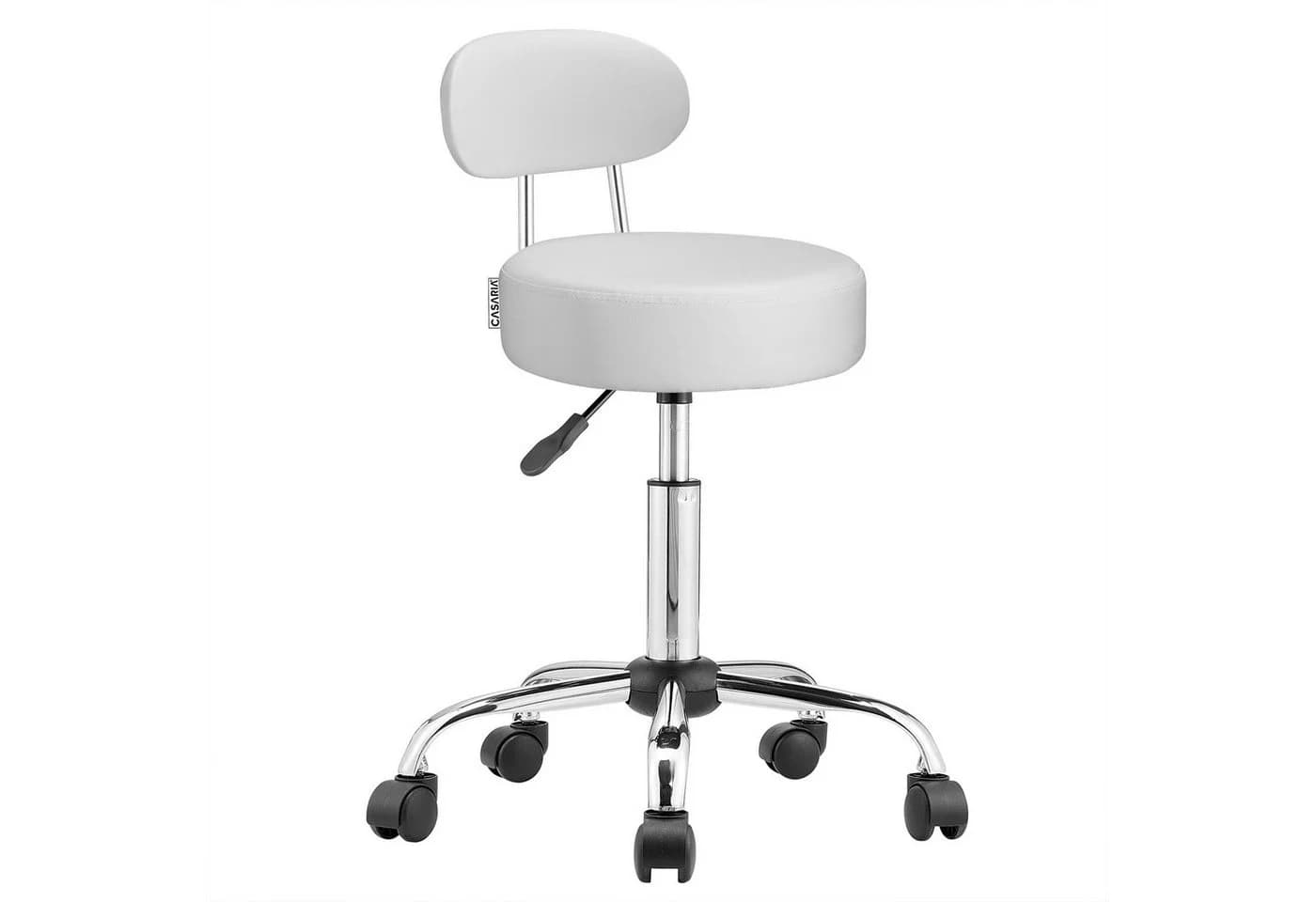 Casaria Drehhocker mit Lehne Weiß Höhenverstellbar 360° Drehbar - Bild 2
