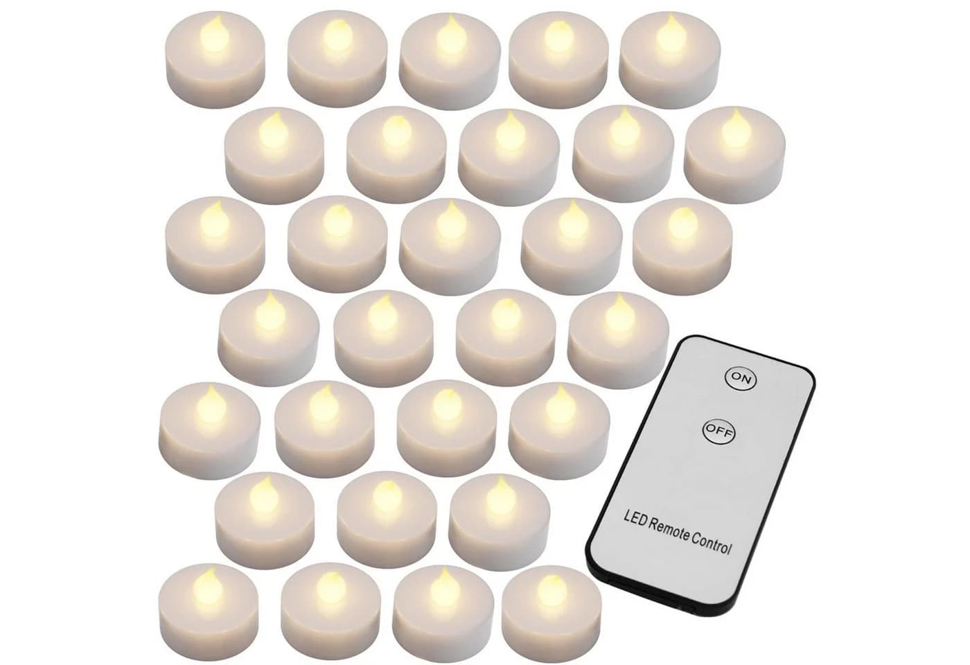 MONZANA LED-Teelichter 300H Flackereffekt Fernbedienung Batterien 30x 3,7cm - Bild 2