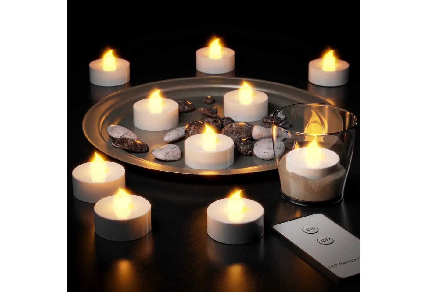 MONZANA LED-Teelichter 300H Flackereffekt Fernbedienung Batterien 30x 3,7cm - Bild 3