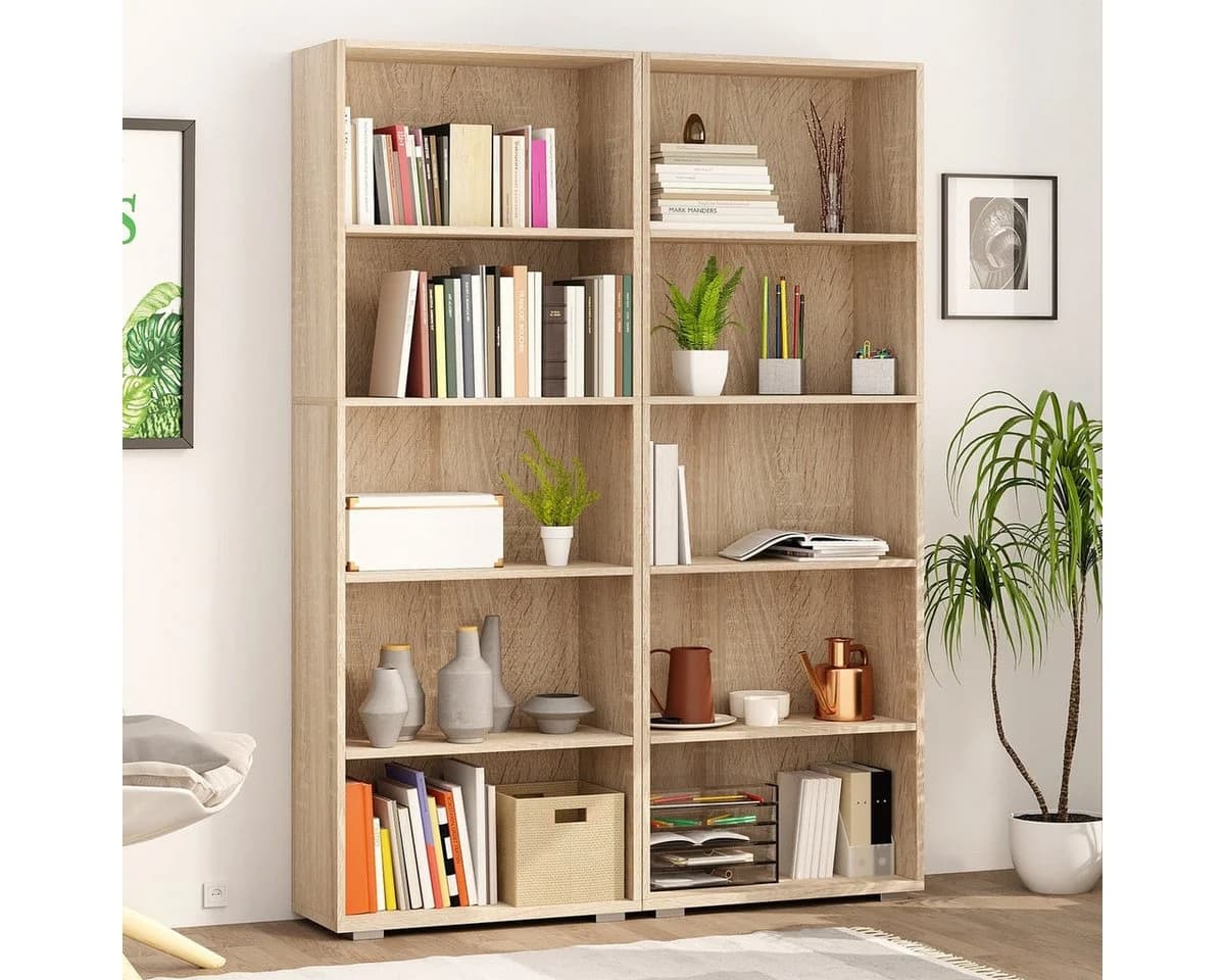 Casaria Bücherregal Vela Eiche Holz 5 Fächer