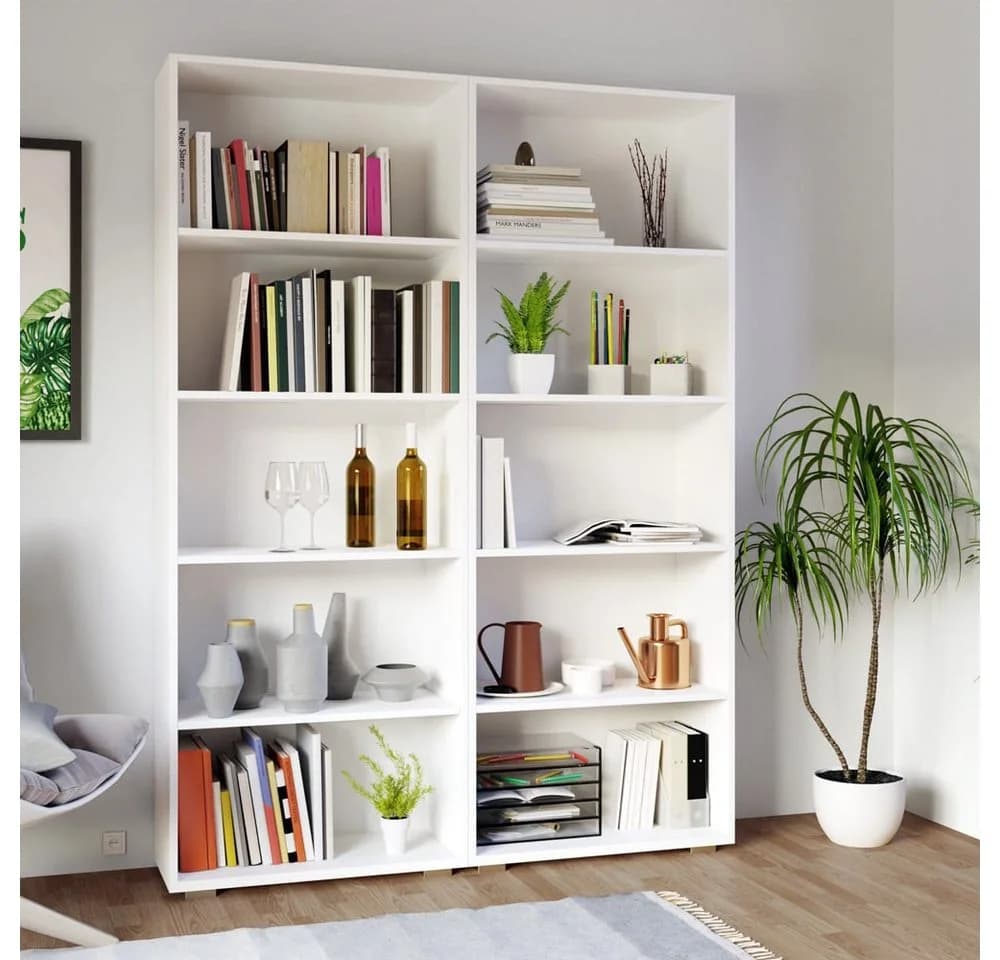 Casaria Bücherregal Vela Weiß Modernes Standregal mit höhenverstellbaren Böden