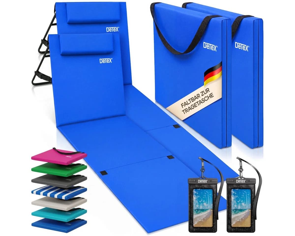 Detex Strandliege mit Rückenlehne blau klappbar gepolstert - Bild 2
