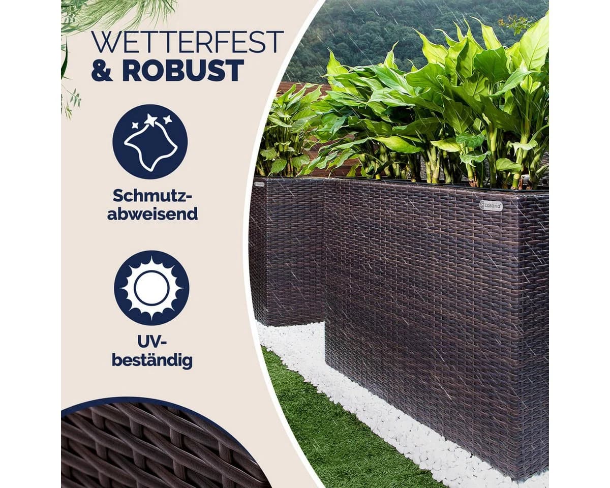 Casaria Pflanzkübel 4 Innentöpfe Braunes Polyrattan Design