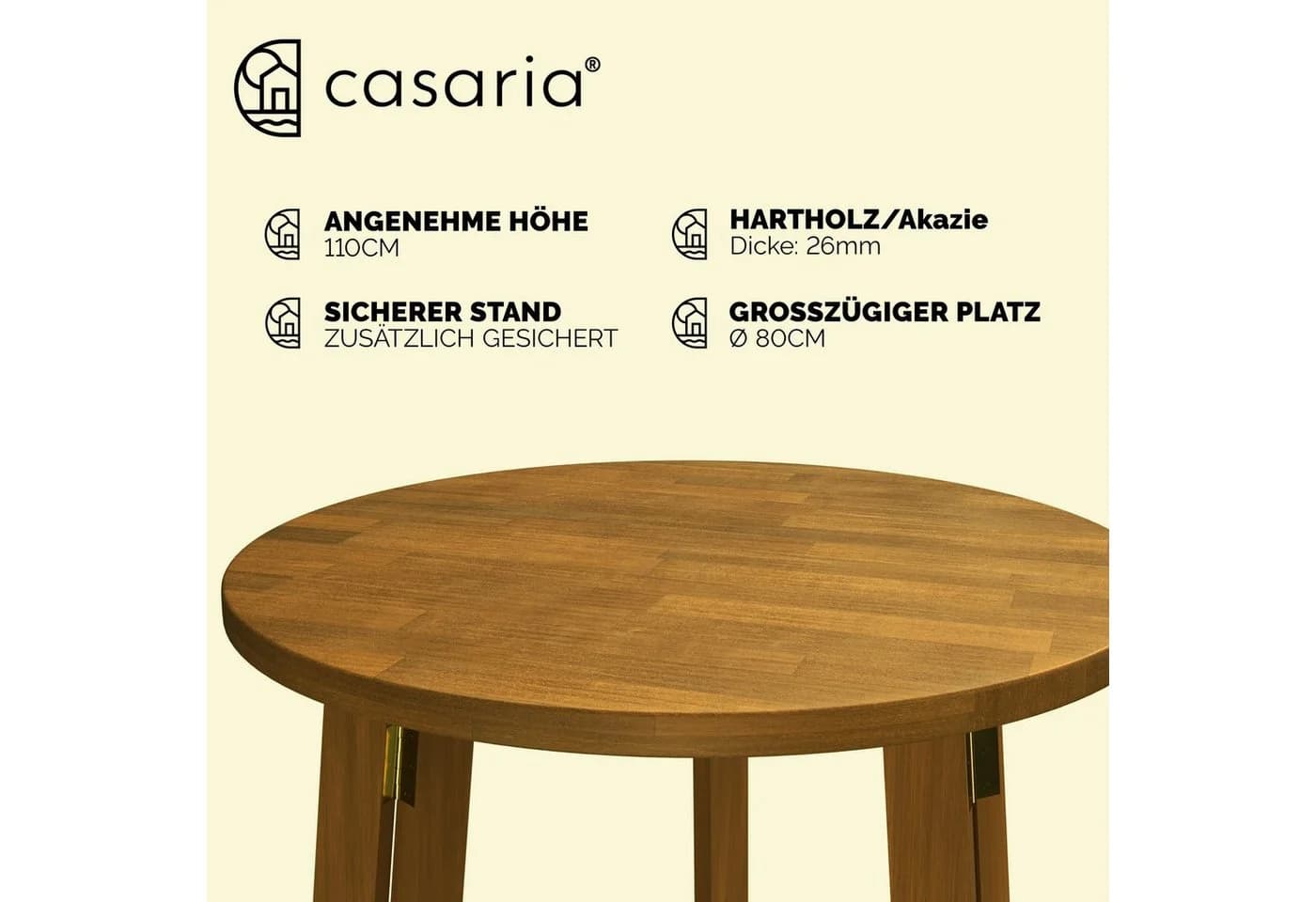 Casaria Stehtisch Akazie Klappbar Rustikal Indoor Outdoor - Bild 4