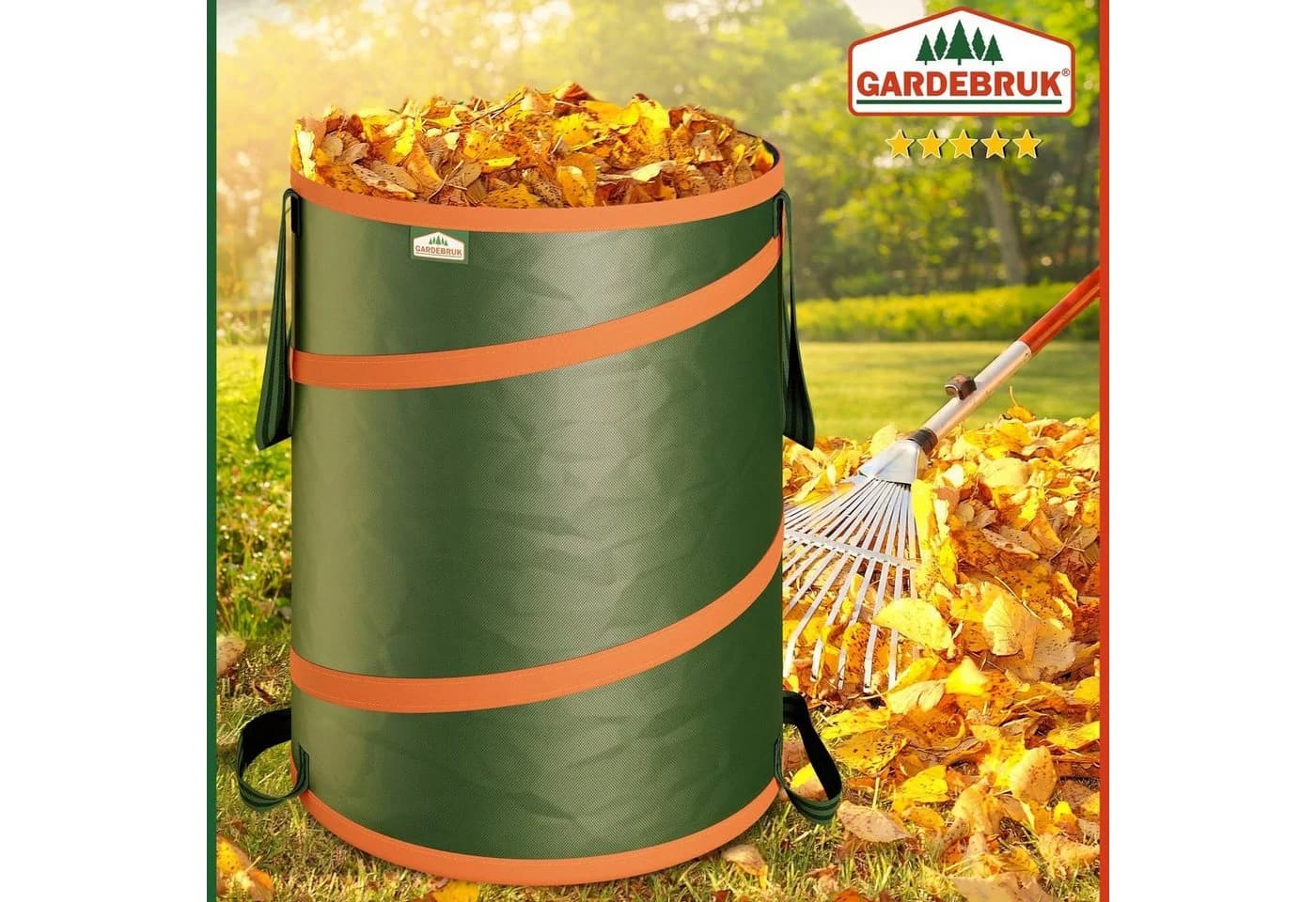 Gardebruk Gartensack 3-tlg. Pop Up Laubsack Grün-Orange