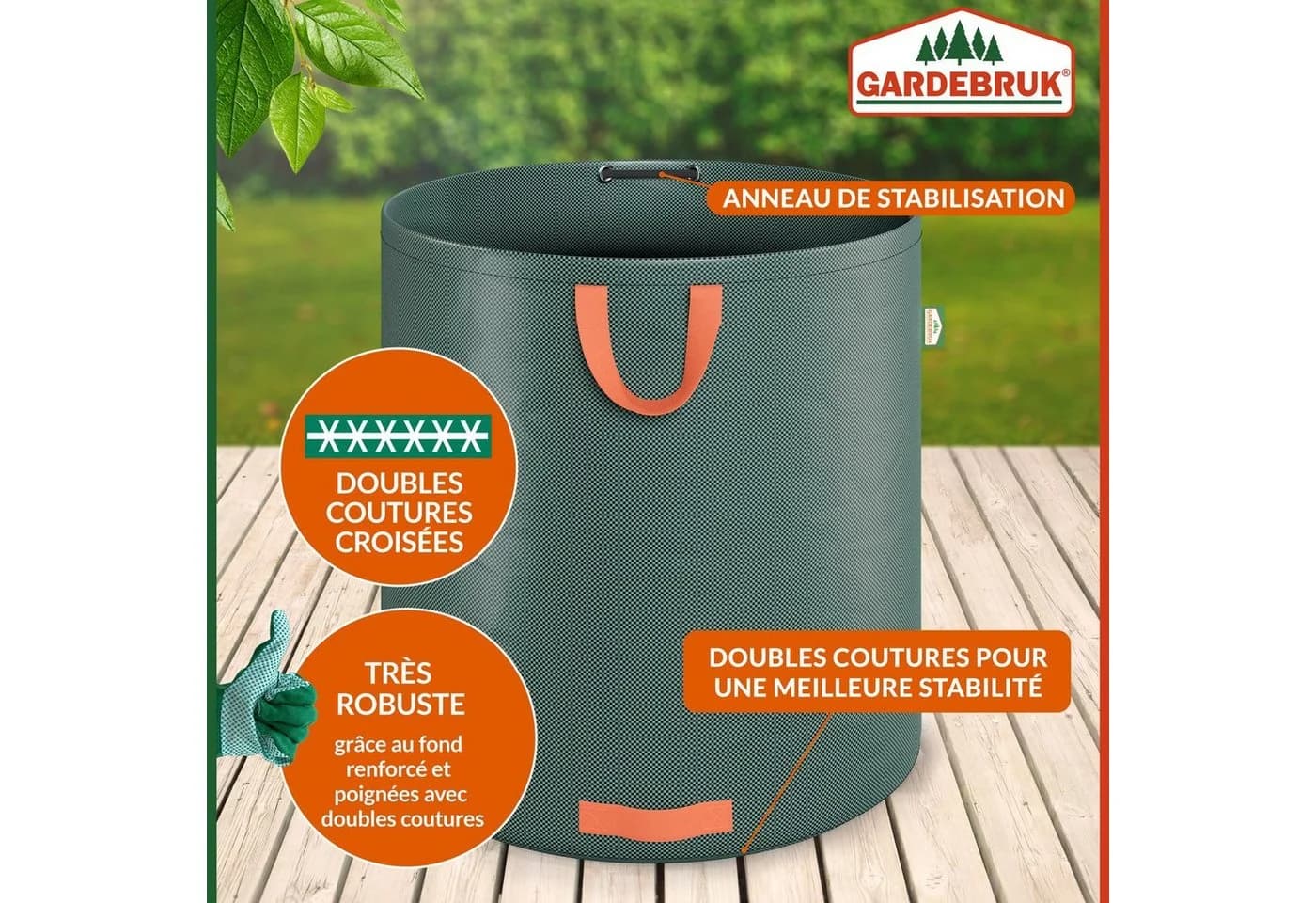 Gardebruk Gartensack 2-tlg. 500L Grün-Orange - Bild 3