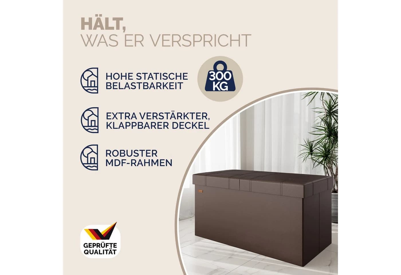 Casaria Sitzbank Kunstleder 100L Flur Schlafzimmer - Bild 3