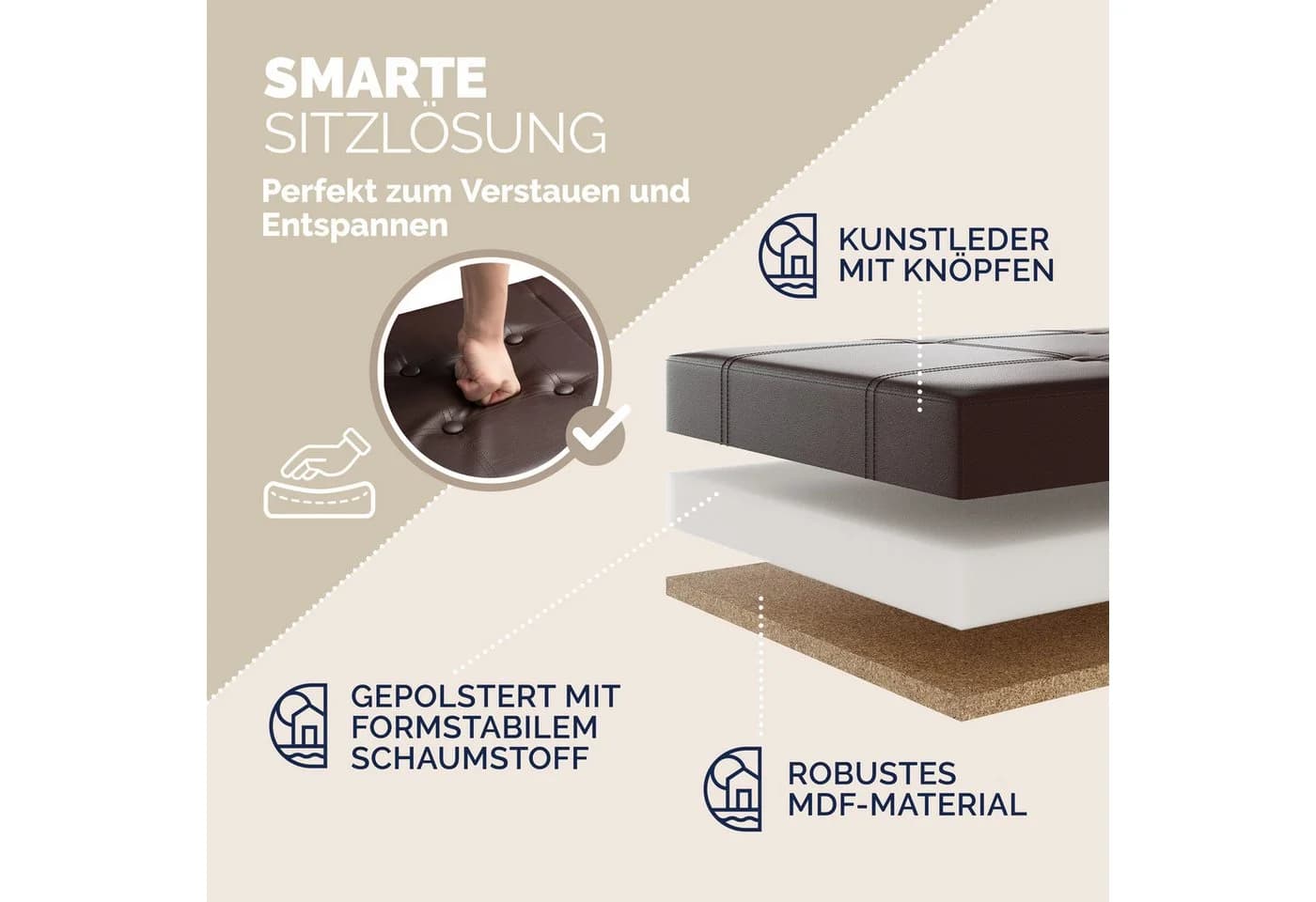 Casaria Sitzbank Kunstleder 100L Flur Schlafzimmer - Bild 4