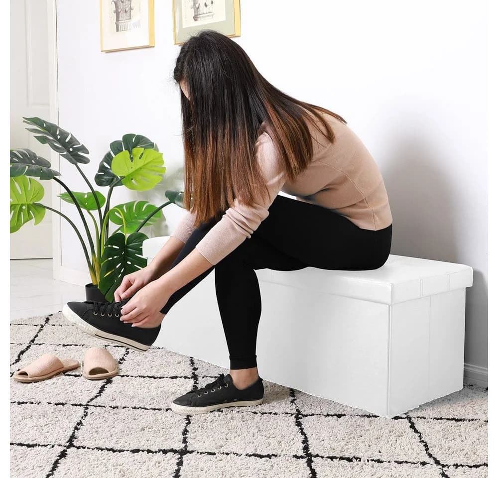 Casaria Sitztruhe Faltbar Gepolstert Kunstleder 130L Stauraum