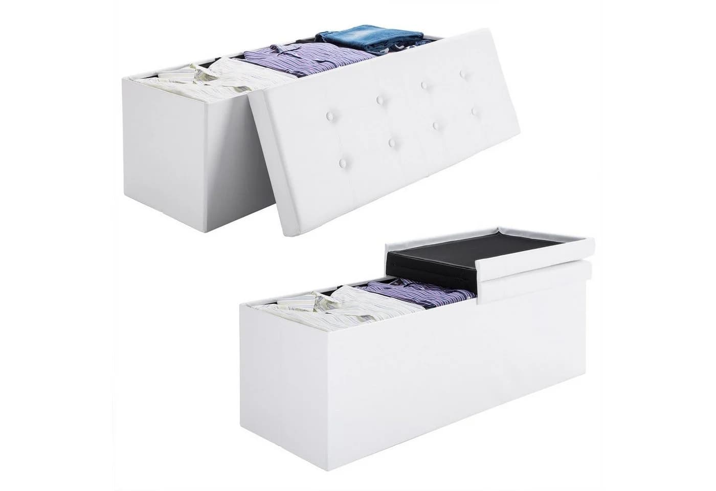 Casaria Sitztruhe Faltbar Gepolstert Kunstleder 130L Stauraum - Bild 3