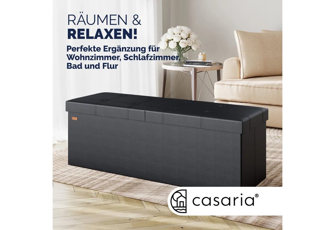 Casaria Sitzbank 130L Kunstleder Klappbar Gepolstert