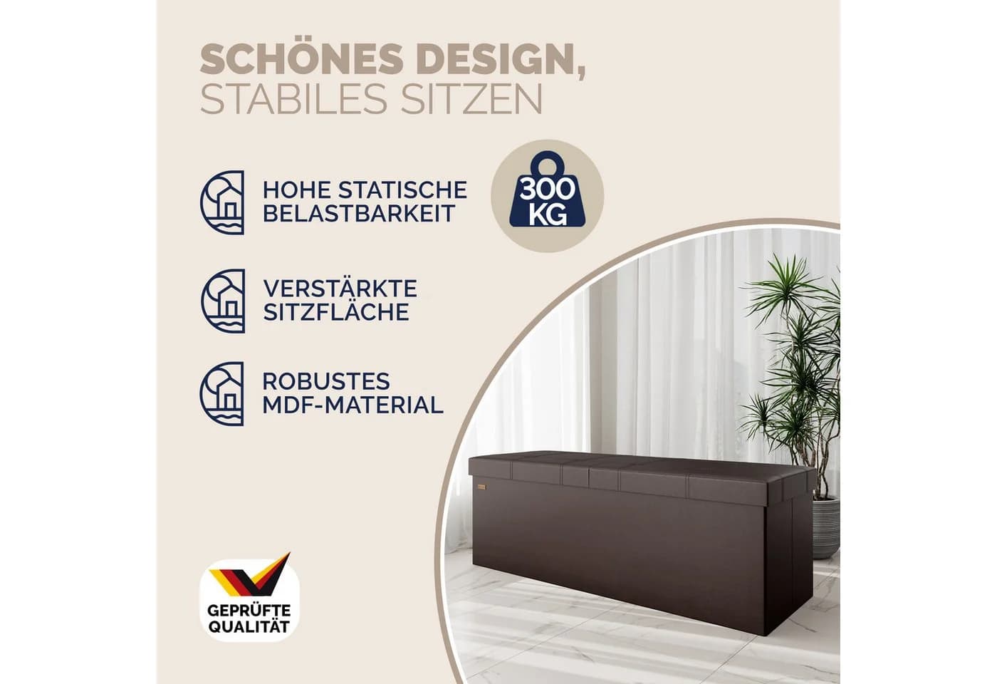 Casaria Sitzbank 1-St. Klappbar Gepolstert Kunstleder 130L Flur Schlafzimmer - Bild 3