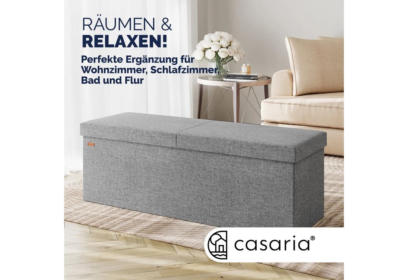 Casaria Sitzbank Klappbar Gepolstert Faltbar 130L Flur Schlafzimmer