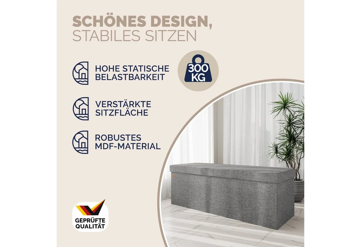 Casaria Sitzbank Klappbar Gepolstert Faltbar 130L Flur Schlafzimmer - Bild 3