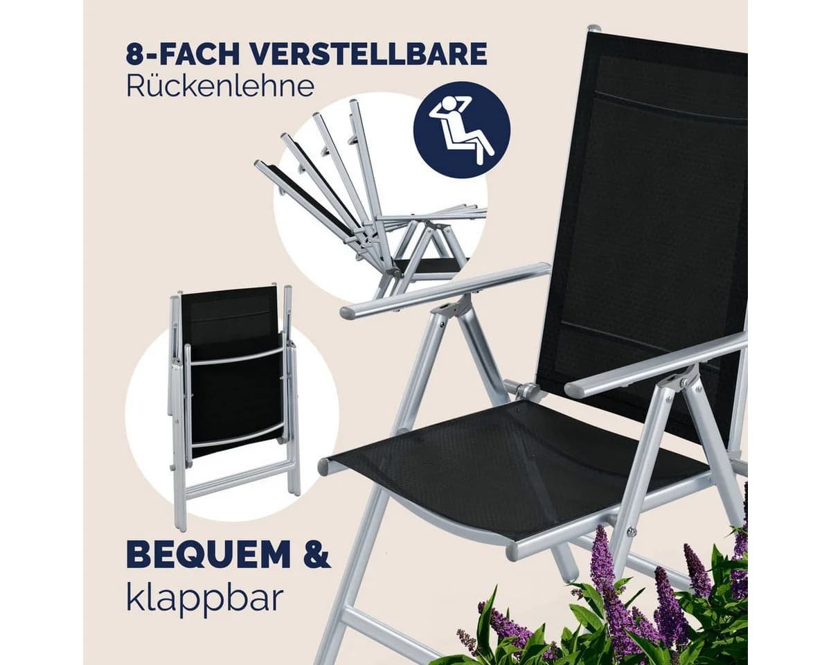 Casaria Garten-Essgruppe Bern 7-tlg. Aluminium & Glas Silber/Schwarz - Bild 3