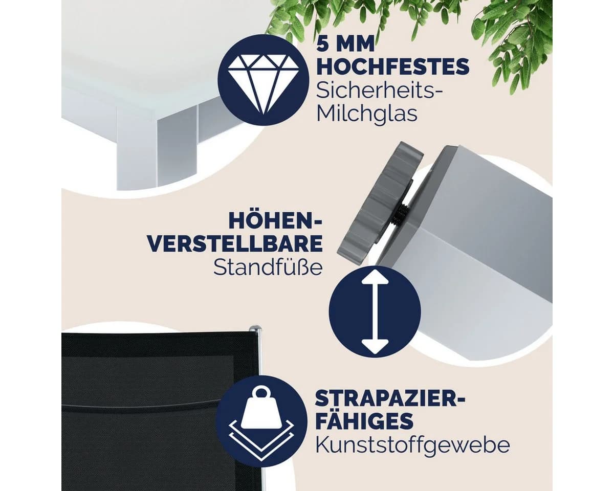 Casaria Garten-Essgruppe Bern 7-tlg. Aluminium & Glas Silber/Schwarz - Bild 4