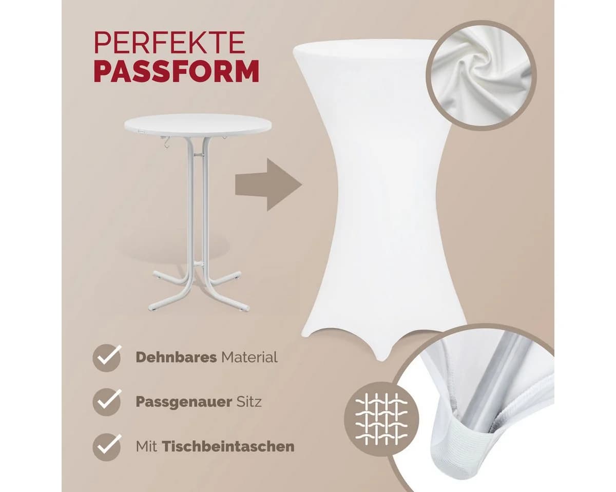 Detex Stehtischhusse 5er Set Weiß Stretch Rund - Bild 3
