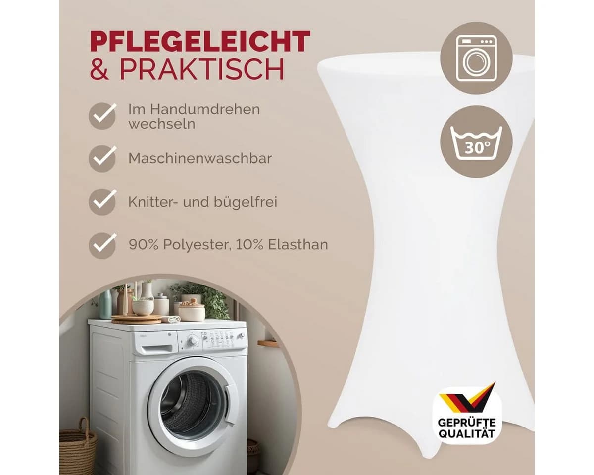 Detex Stehtischhusse 5er Set Weiß Stretch Rund - Bild 5