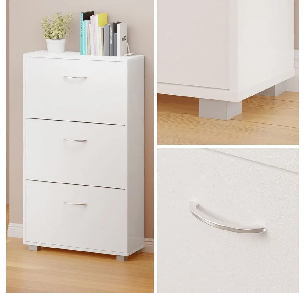 Casaria Schuhschrank 3 Klappen Weiß Schwarz Braun - Bild 3