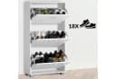 Casaria Schuhschrank 3 Klappen Weiß Schwarz Braun Bild 4