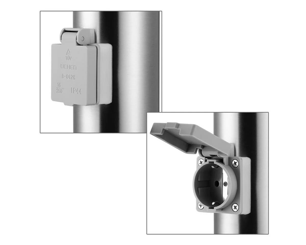 monzana Gartenleuchte Edelstahl IP44 mit Steckdose Silber - Bild 4