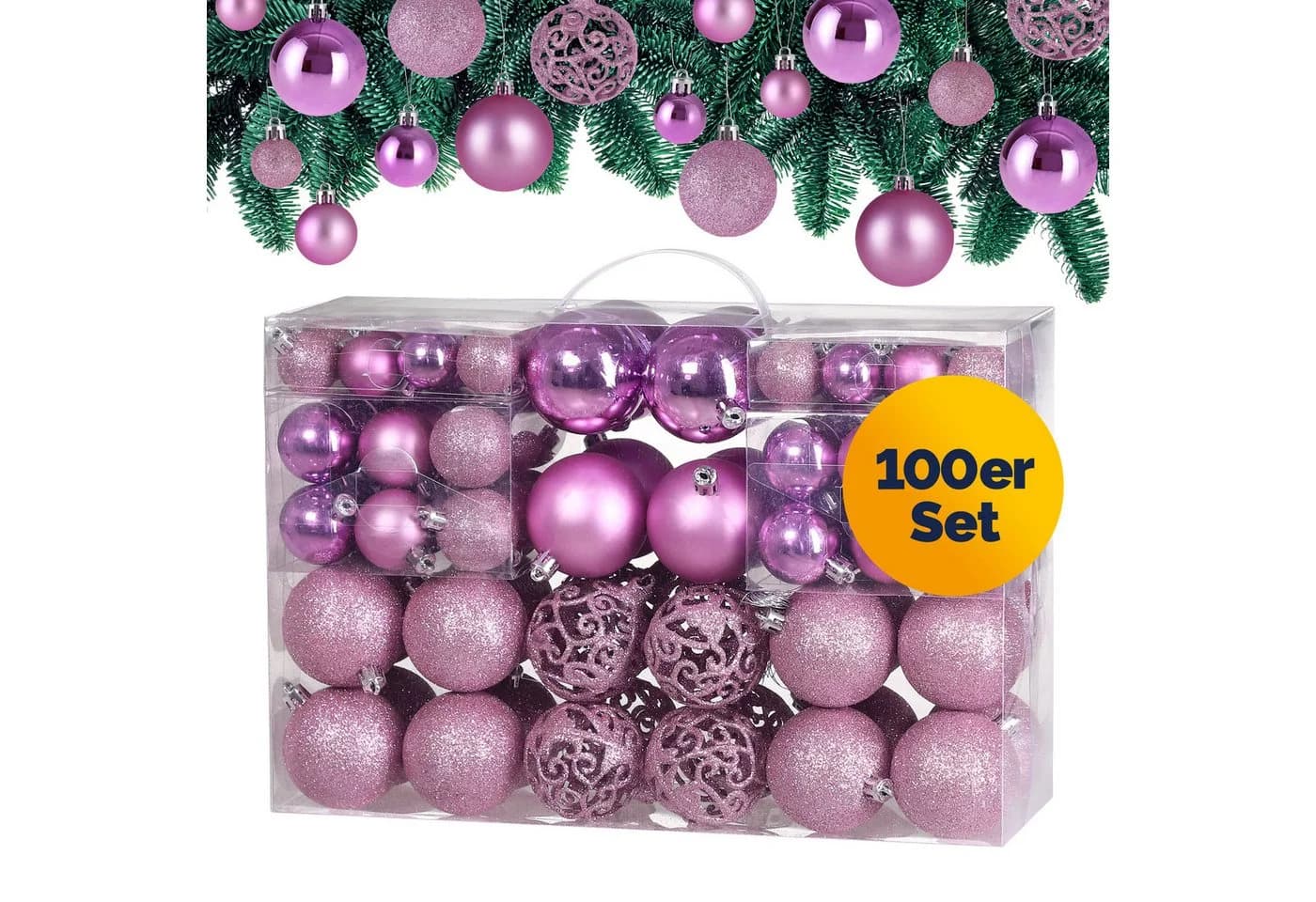 Casaria Weihnachtsbaumkugel 100er Set Rosa, Gold, Silber, Rot, Kupfer - Bild 2